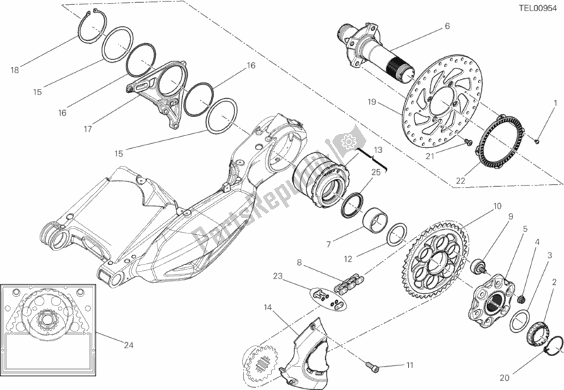 Toutes les pièces pour le Moyeu, Roue Arrière du Ducati Diavel FL USA 1200 2018